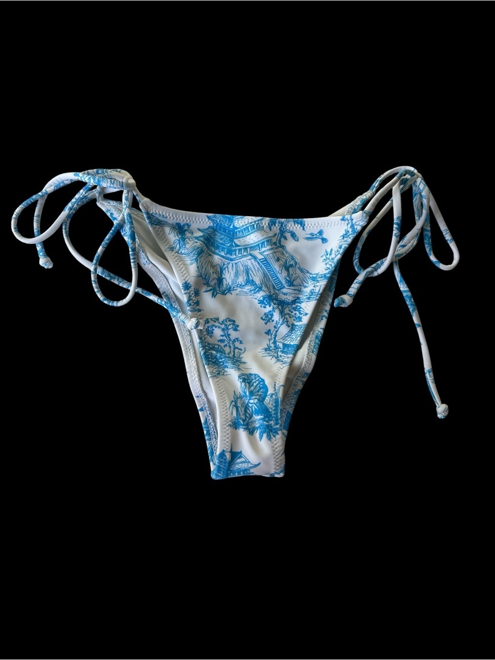 White Fox Boutique Blue and White Tie-Side Bikini Bottom
